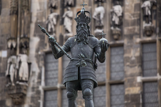 Carolus Magnus statue in aachen germany