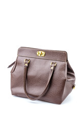 Woman leather bag isolated white background