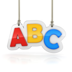 Obraz na płótnie Canvas Colorful letters ABC hanging on white background
