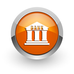 bank orange glossy web icon