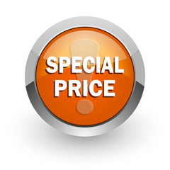 special price orange glossy web icon