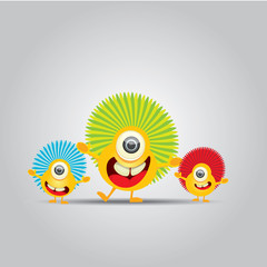 Vector Cartoon cute smiling monster