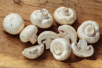 Food. Fresh white mushrooms champigonons