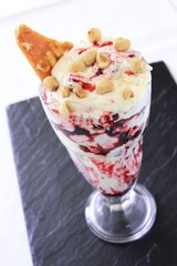 ice cream sundae in glass