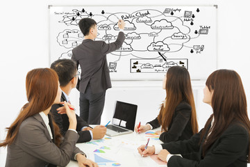 Business man training about cloud computing structure