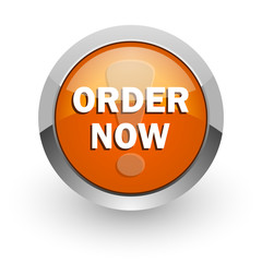order now orange glossy web icon