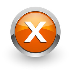 cancel orange glossy web icon