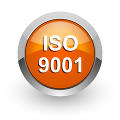 iso 9001 orange glossy web icon