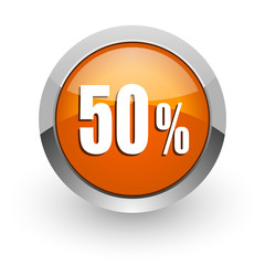 50 percent orange glossy web icon