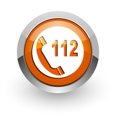 emergency call orange glossy web icon