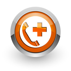 Obraz premium emergency call orange glossy web icon