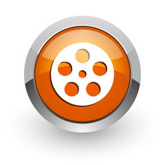 Fototapeta premium video orange glossy web icon
