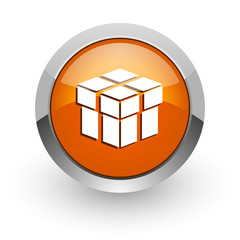 box orange glossy web icon