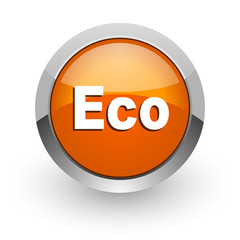 eco orange glossy web icon