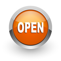 open orange glossy web icon