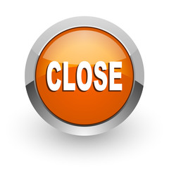close orange glossy web icon