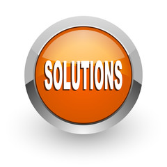 solutions orange glossy web icon