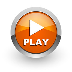 play orange glossy web icon