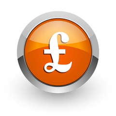 pound orange glossy web icon