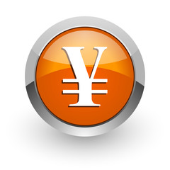 Obraz premium yen orange glossy web icon