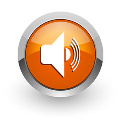 volume orange glossy web icon