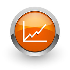 chart orange glossy web icon