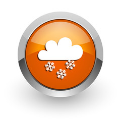 snowing orange glossy web icon