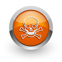 skull orange glossy web icon