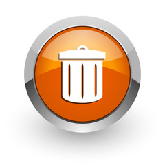 recycle orange glossy web icon