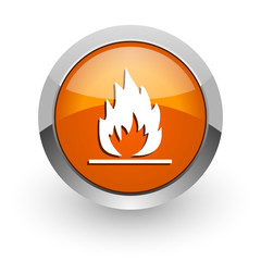 flame orange glossy web icon