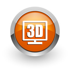 3d display orange glossy web icon