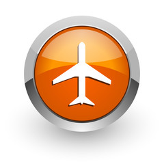 plane orange glossy web icon