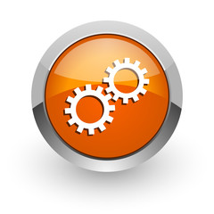 gear orange glossy web icon