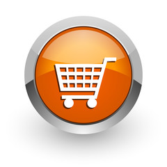 cart orange glossy web icon