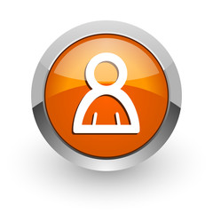 person orange glossy web icon