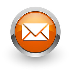 email orange glossy web icon