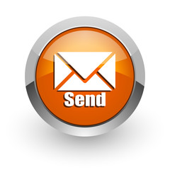 send orange glossy web icon