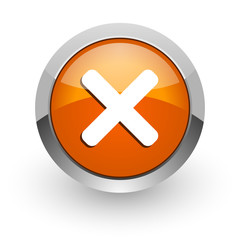 cancel orange glossy web icon
