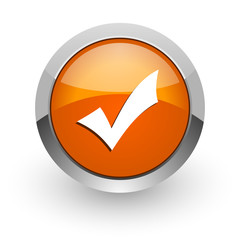 accept orange glossy web icon