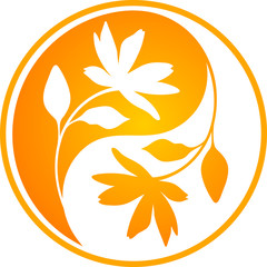 Orange floral Yin yang - 68142952