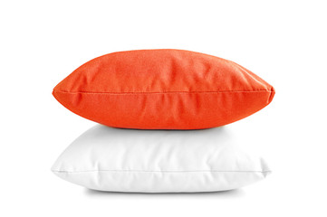 Two pillows or cushions isolated on white background