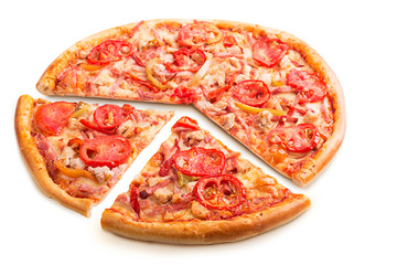 Delicious italian pizza isolated on white background