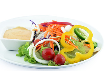 fresh vegetable salad isolated on white background