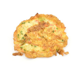 omelet with vegetables on white background