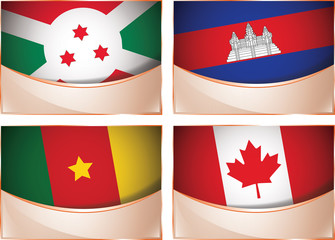 Flags illustration, Burundi, Cambodia, Cameroon, Canada
