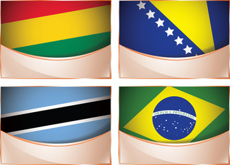 Flags illustration, Bolivia, Bosnia, Botswana, Brazil