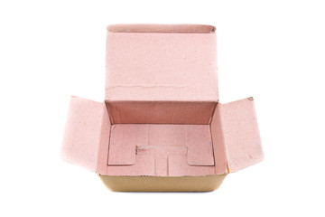Open cardboard box on a white background