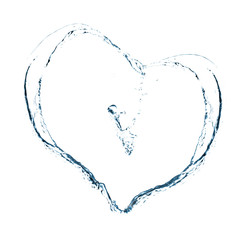 Fototapeta na wymiar Water splashes in shape of heart, isolated on white