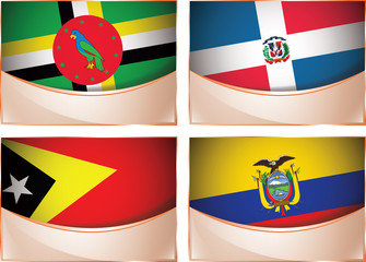 Flags illustration, Dominica, Dominican R., East Timor, Ecuador