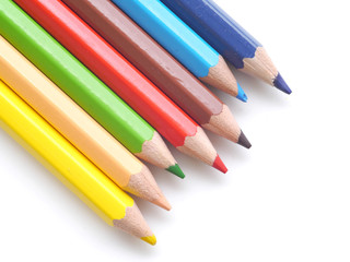 Colour pencils isolated on white background